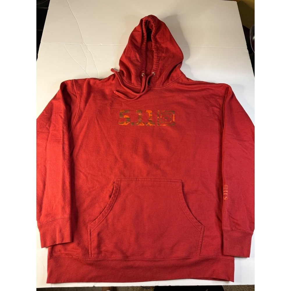 5.11 Tactical Mens Red Camo Logo Pullover Hoodie Sweatshirt 2XL